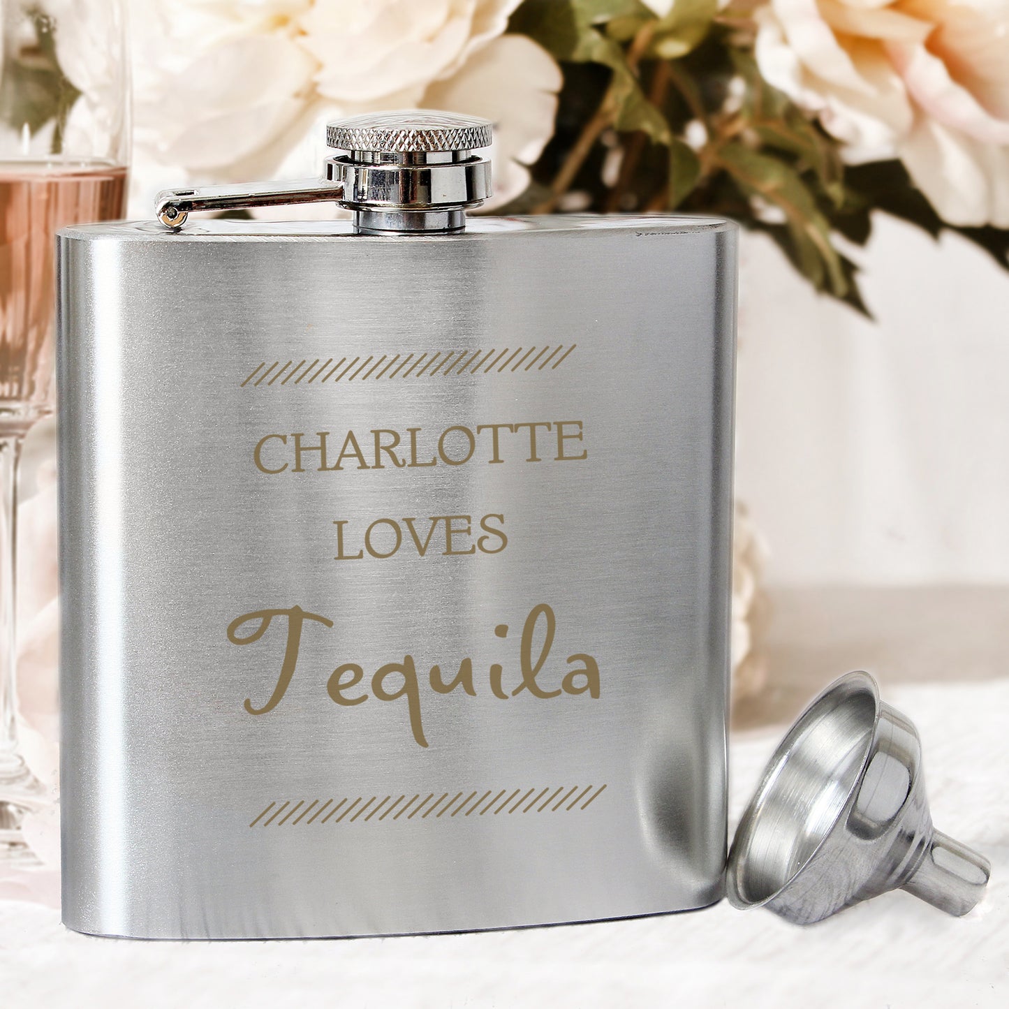 Personalised Classic Stainless Steel Hip Flask - image 9