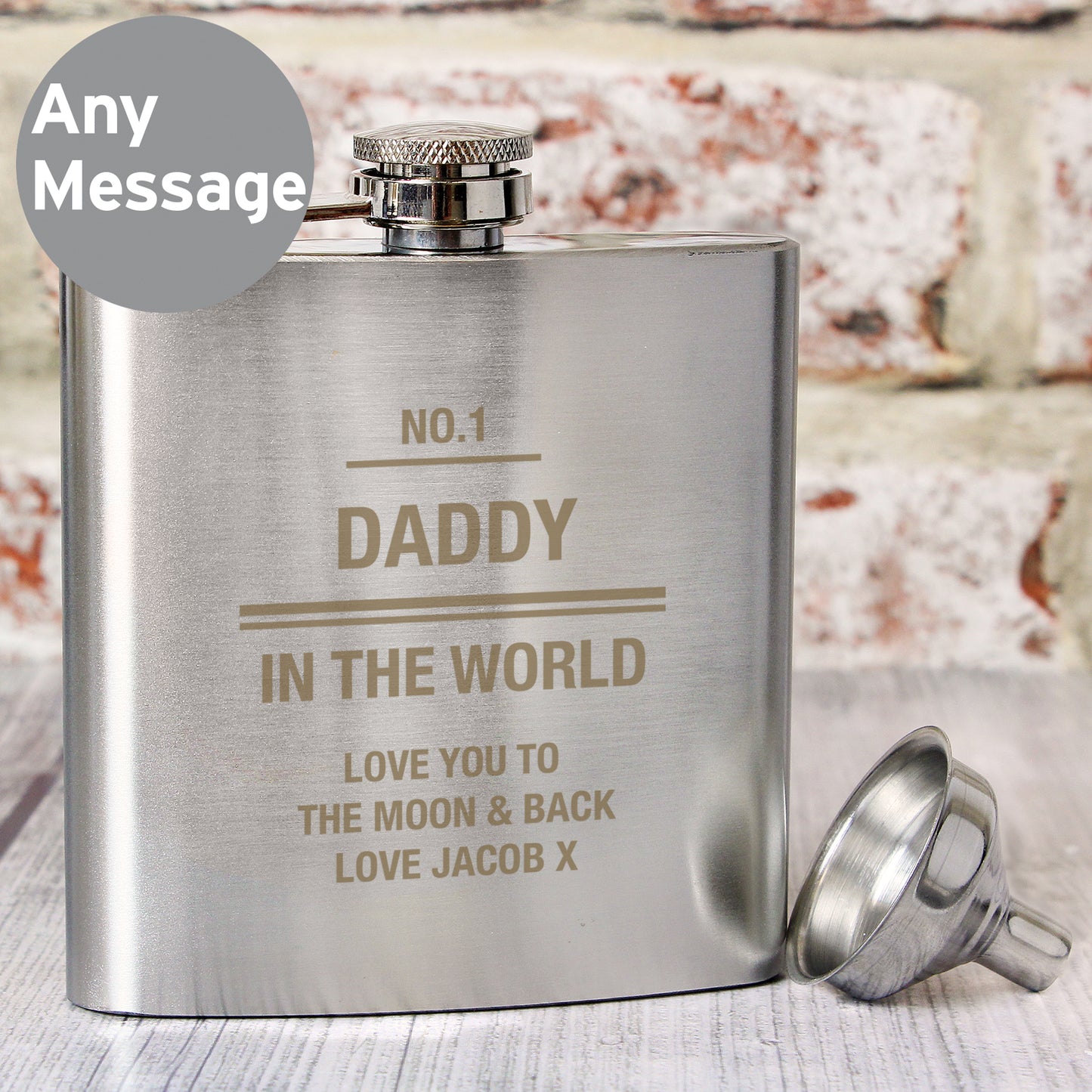 Personalised Message Stainless Steel Hip Flask from Heartfelt Gifts