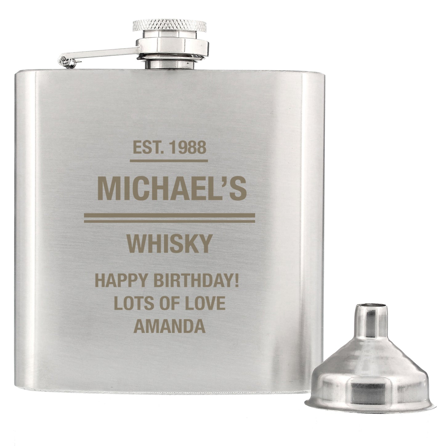 Personalised Message Stainless Steel Hip Flask - image 2
