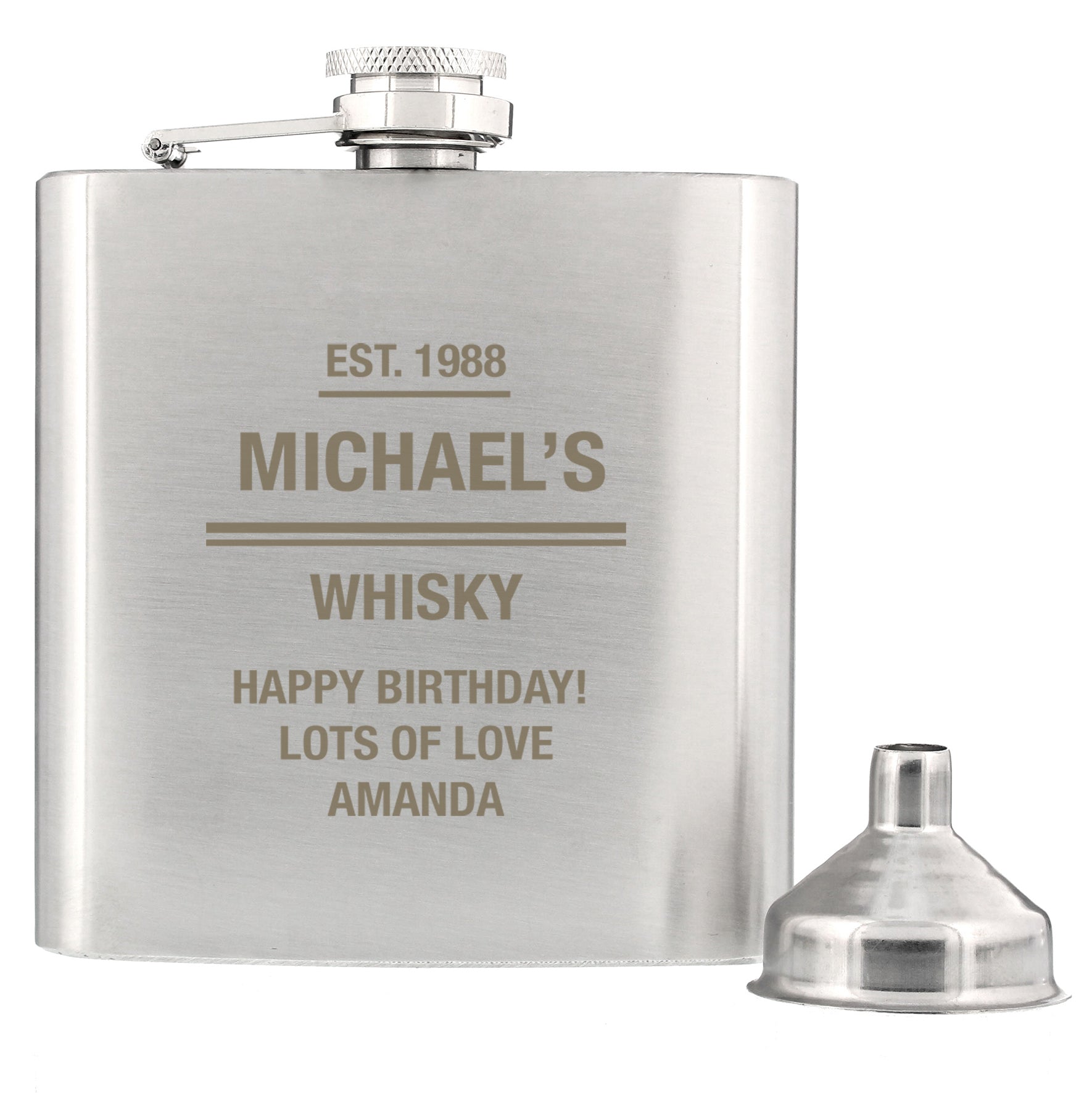 Personalised Message Stainless Steel Hip Flask - image 2