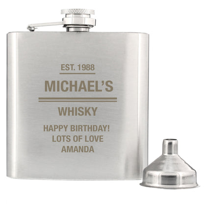 Personalised Message Stainless Steel Hip Flask - image 2