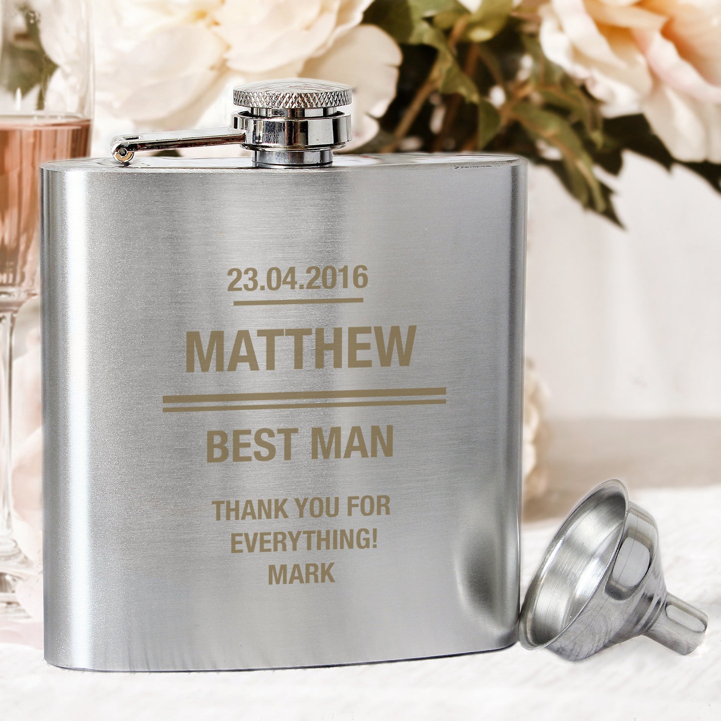 Personalised Message Stainless Steel Hip Flask - image 4