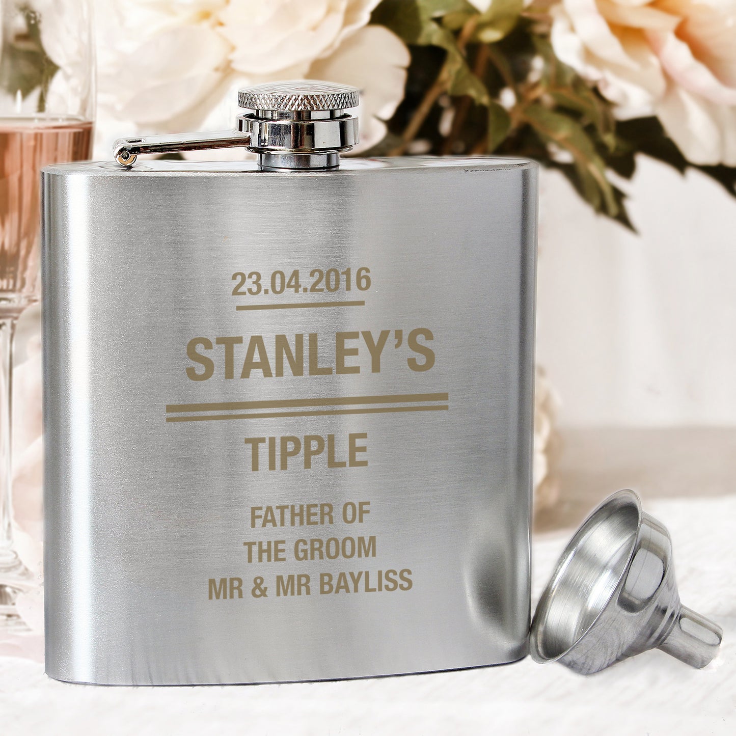 Personalised Message Stainless Steel Hip Flask - image 6