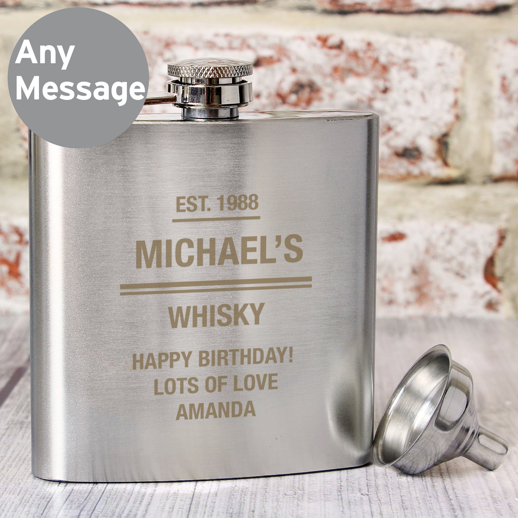 Personalised Message Stainless Steel Hip Flask - image 9