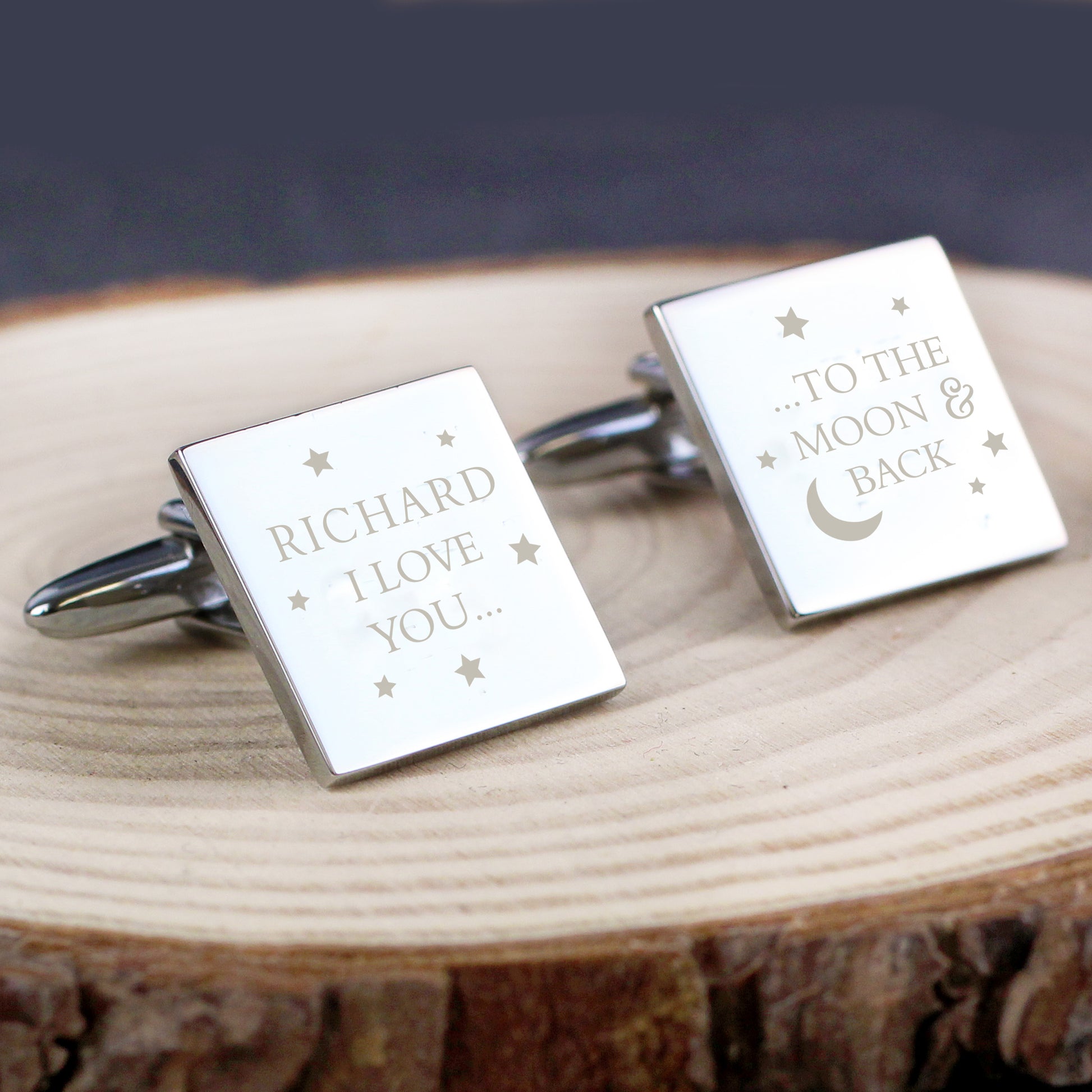 Personalised To the Moon and Back Square Cufflinks from Heartfelt Gifts