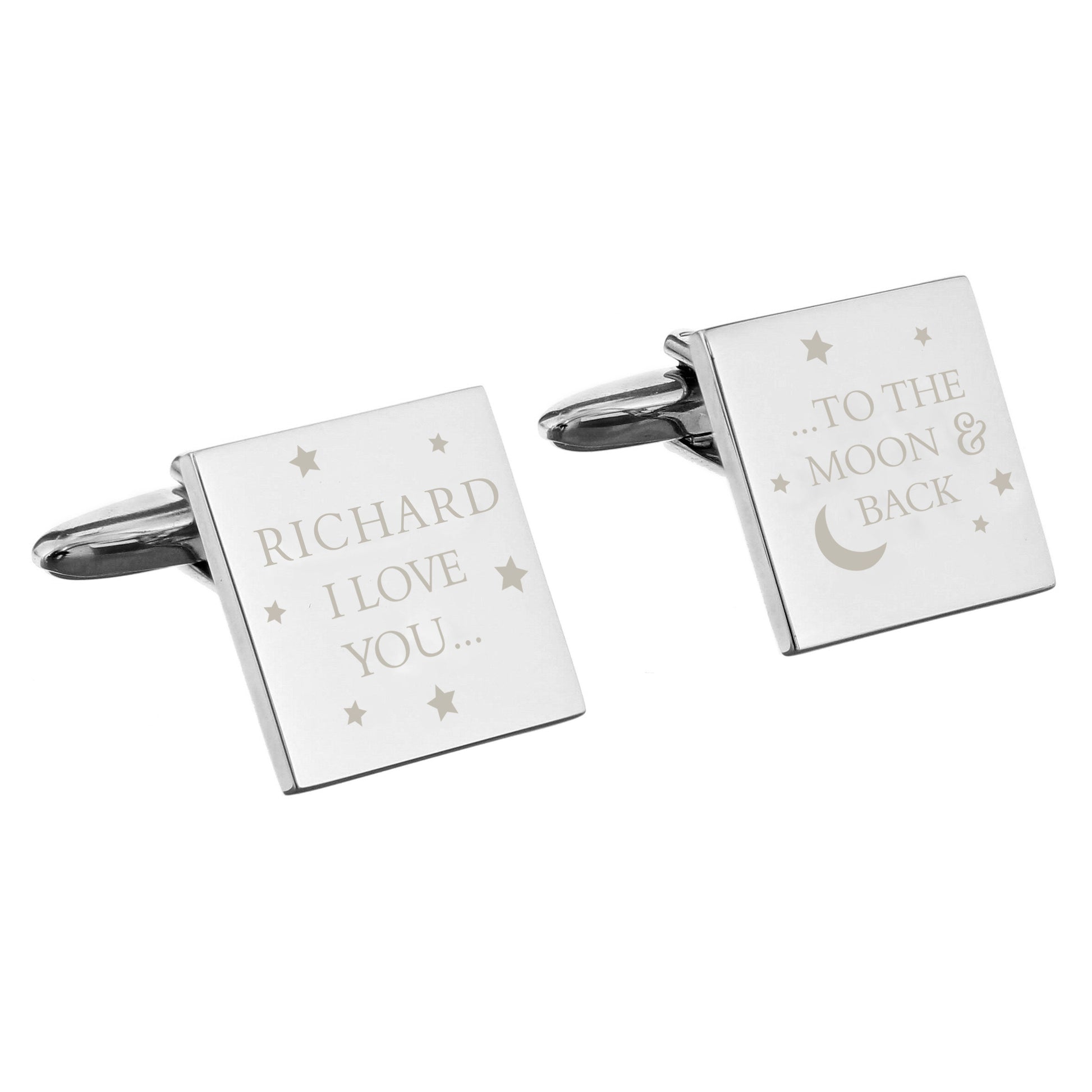 Personalised To the Moon and Back Square Cufflinks - image 2