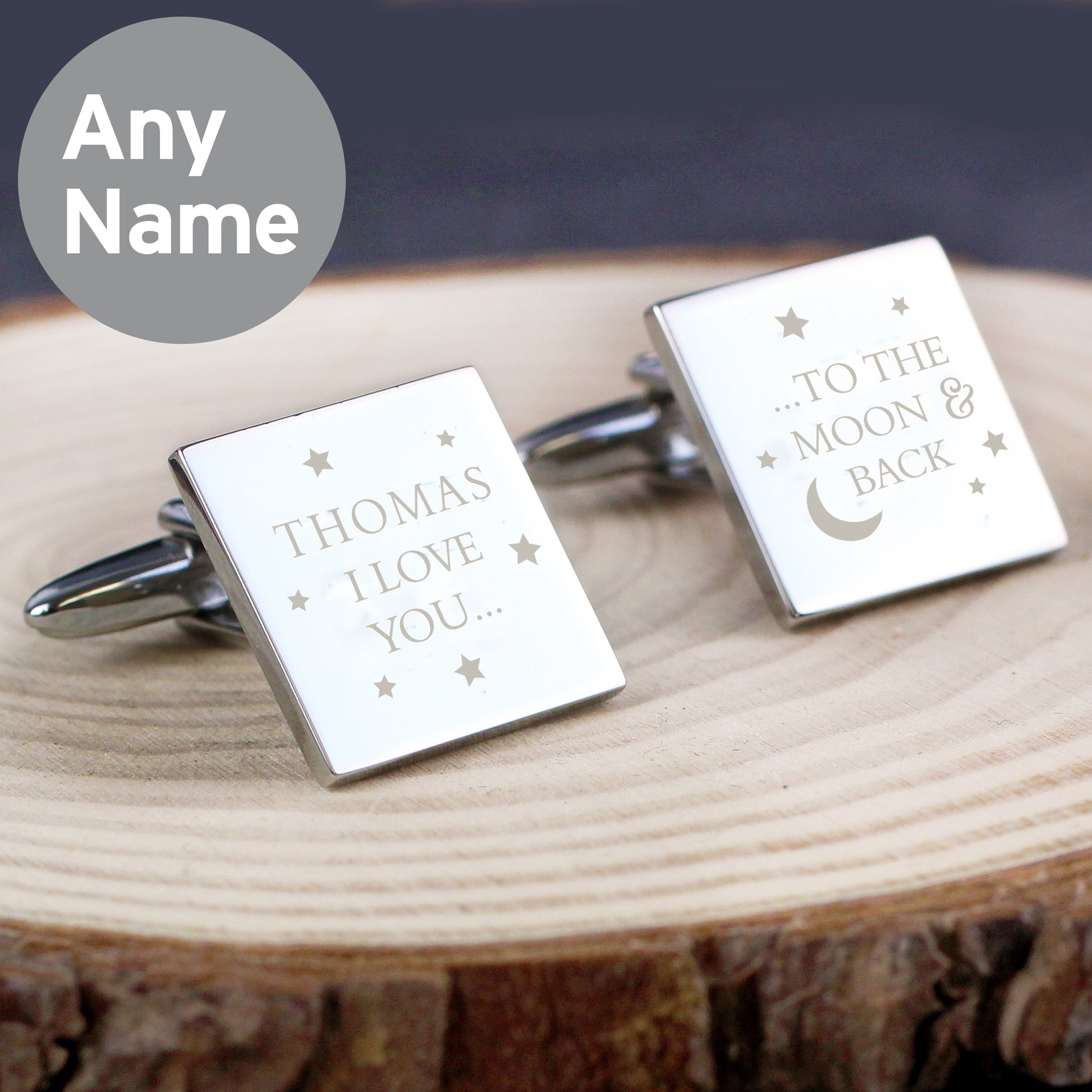 Personalised To the Moon and Back Square Cufflinks - image 3