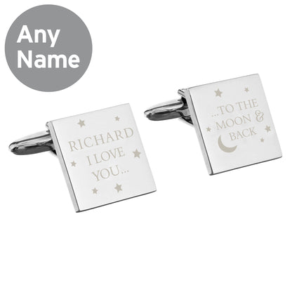 Personalised To the Moon and Back Square Cufflinks - image 4