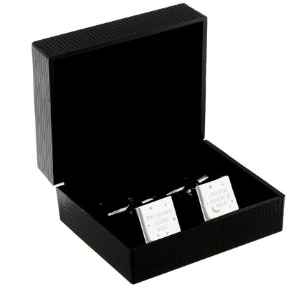 Personalised To the Moon and Back Square Cufflinks - image 5