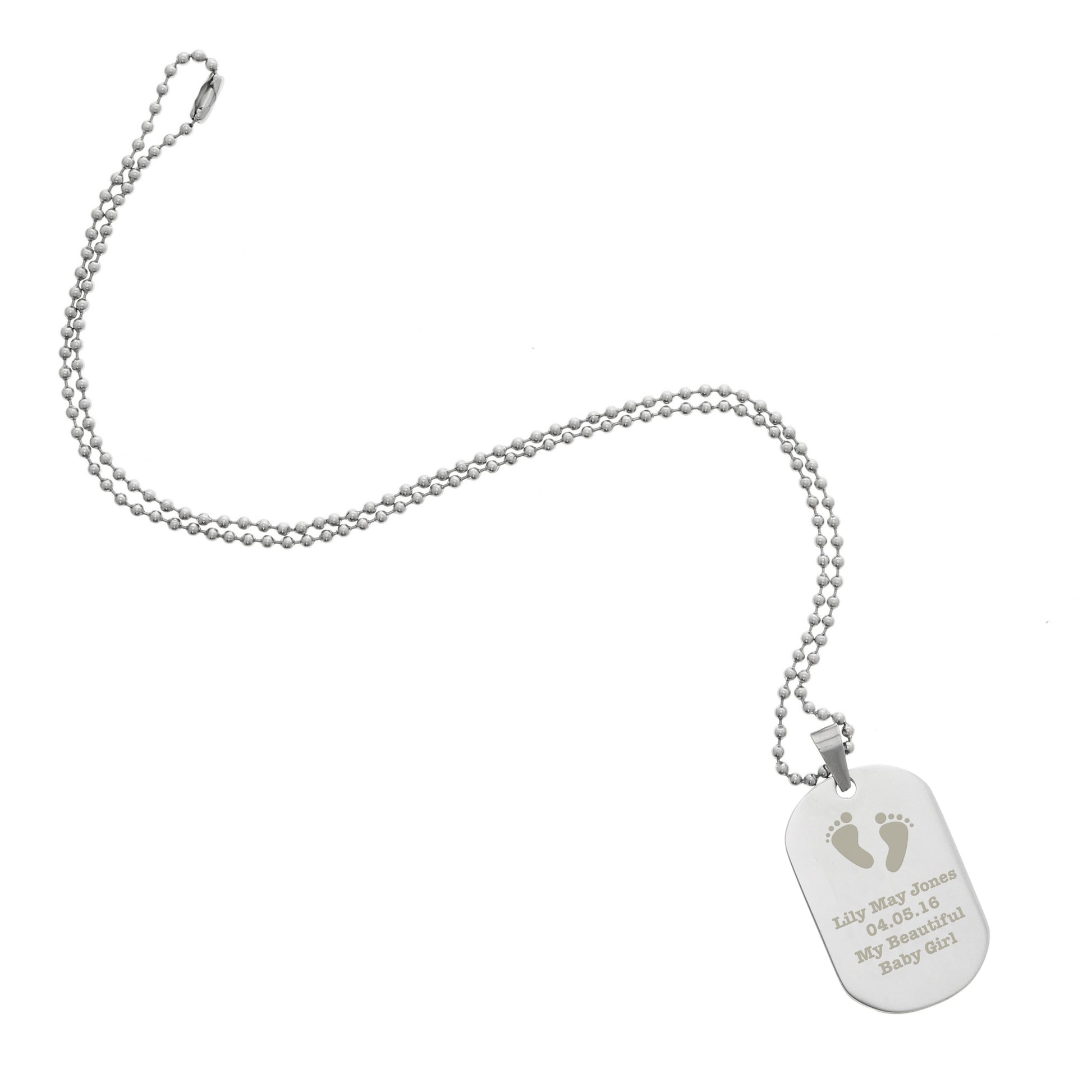 Personalised Footprints Stainless Steel Dog Tag Necklace - image 2