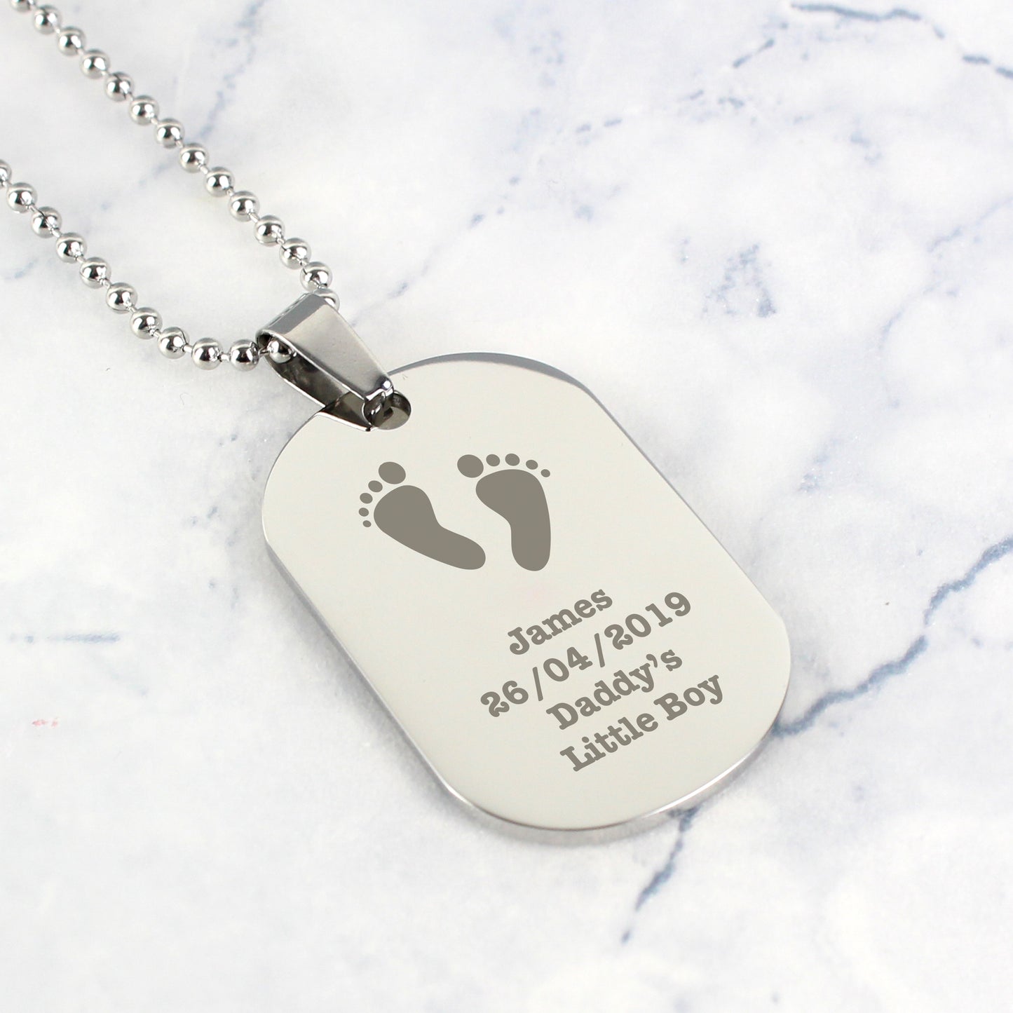 Personalised Footprints Stainless Steel Dog Tag Necklace - image 5