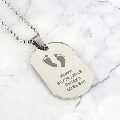 Personalised Footprints Stainless Steel Dog Tag Necklace - image 5