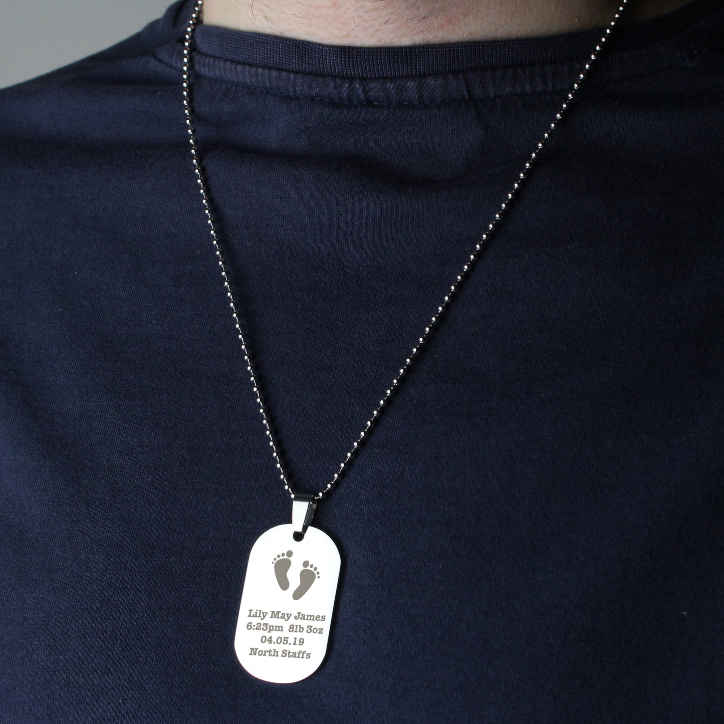 Personalised Footprints Stainless Steel Dog Tag Necklace - image 6