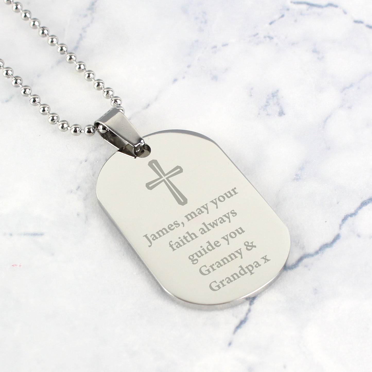 Personalised Cross Stainless Steel Dog Tag Necklace - image 4