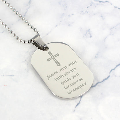Personalised Cross Stainless Steel Dog Tag Necklace - image 4