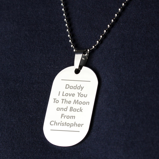 Personalised Classic Stainless Steel Dog Tag Necklace from Heartfelt Gifts