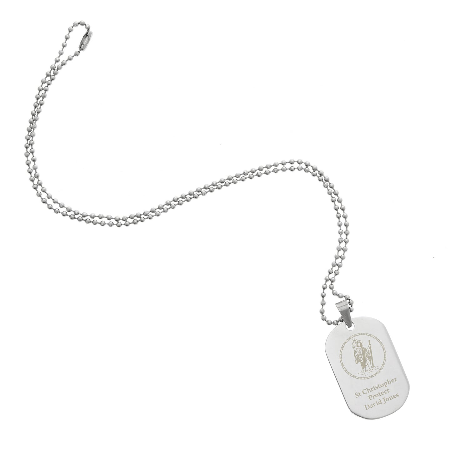 Personalised St Christopher Stainless Steel Dog Tag Necklace - image 2