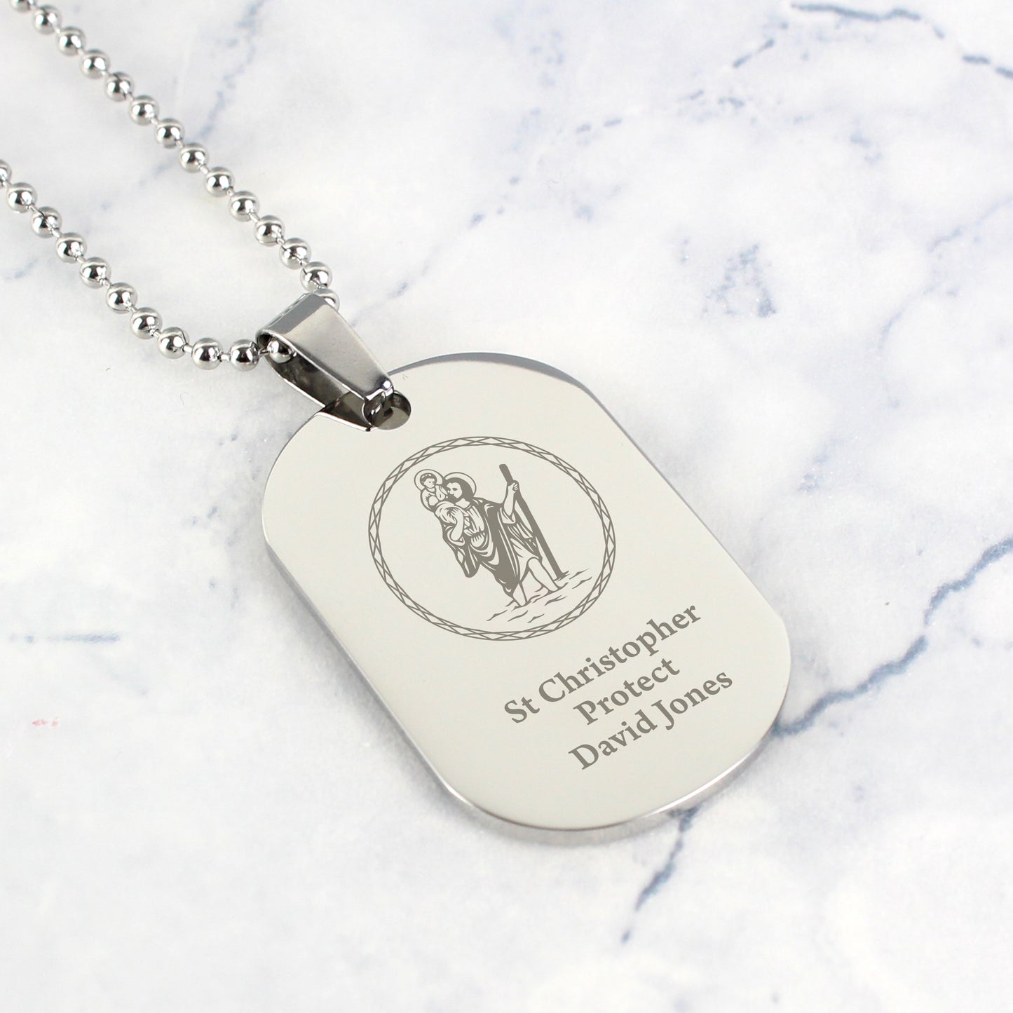 Personalised St Christopher Stainless Steel Dog Tag Necklace - image 5
