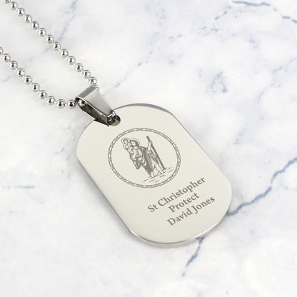 Personalised St Christopher Stainless Steel Dog Tag Necklace - image 5