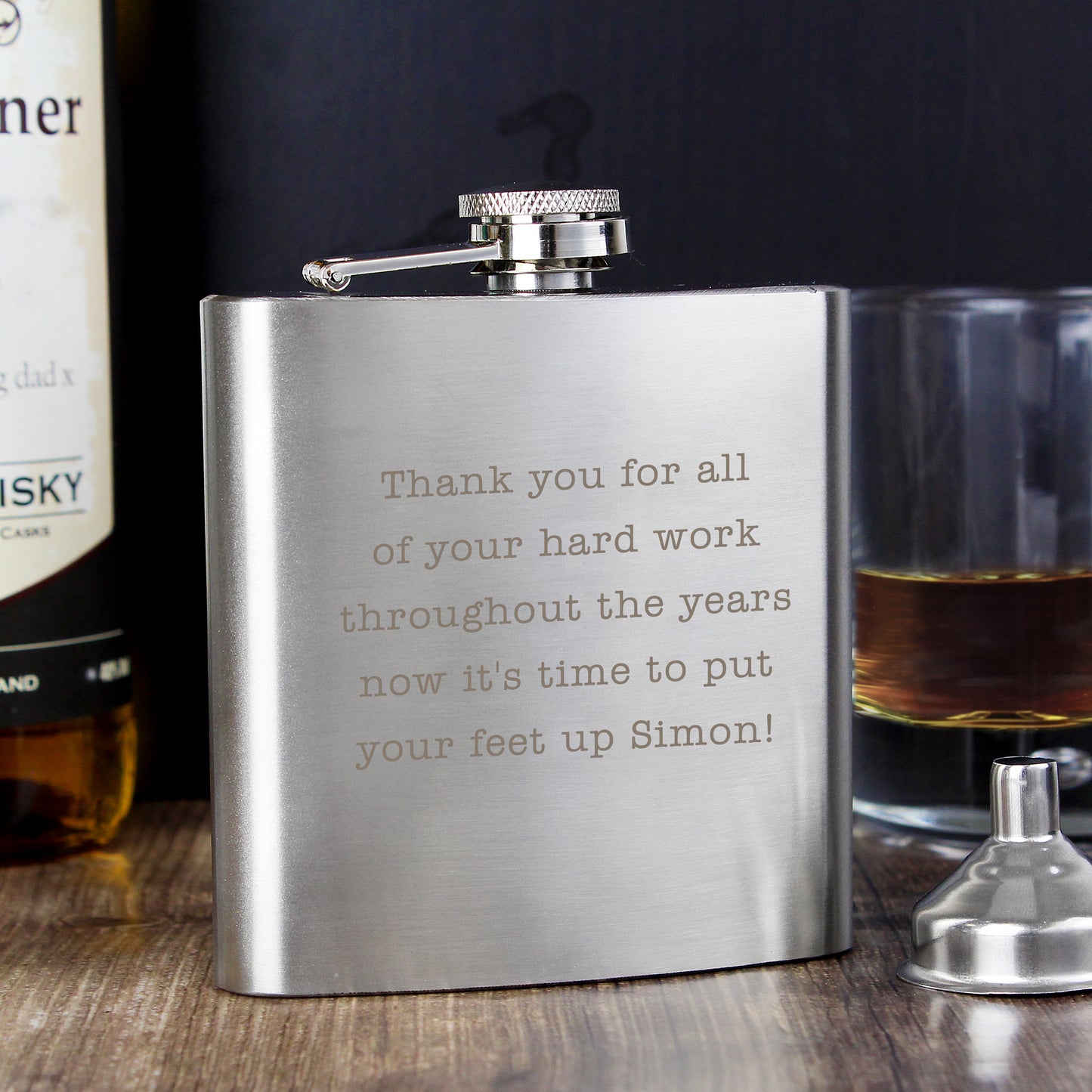 Personalised Any Message Stainless Steel Hip Flask from Heartfelt Gifts