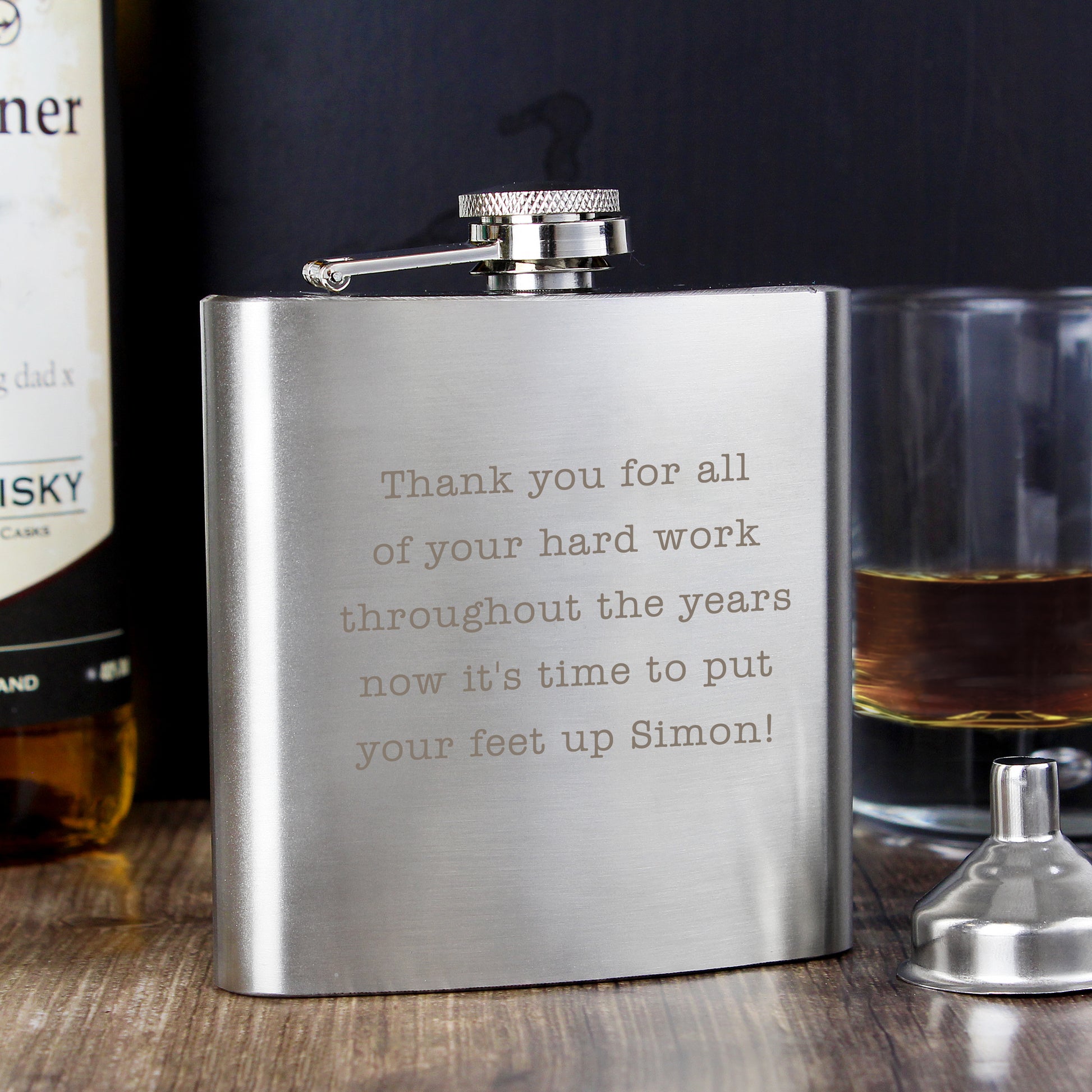 Personalised Any Message Stainless Steel Hip Flask from Heartfelt Gifts