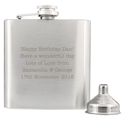 Personalised Any Message Stainless Steel Hip Flask - image 2