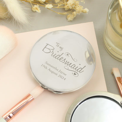 Personalised Bridesmaid Swirls & Hearts Compact Mirror - image 2