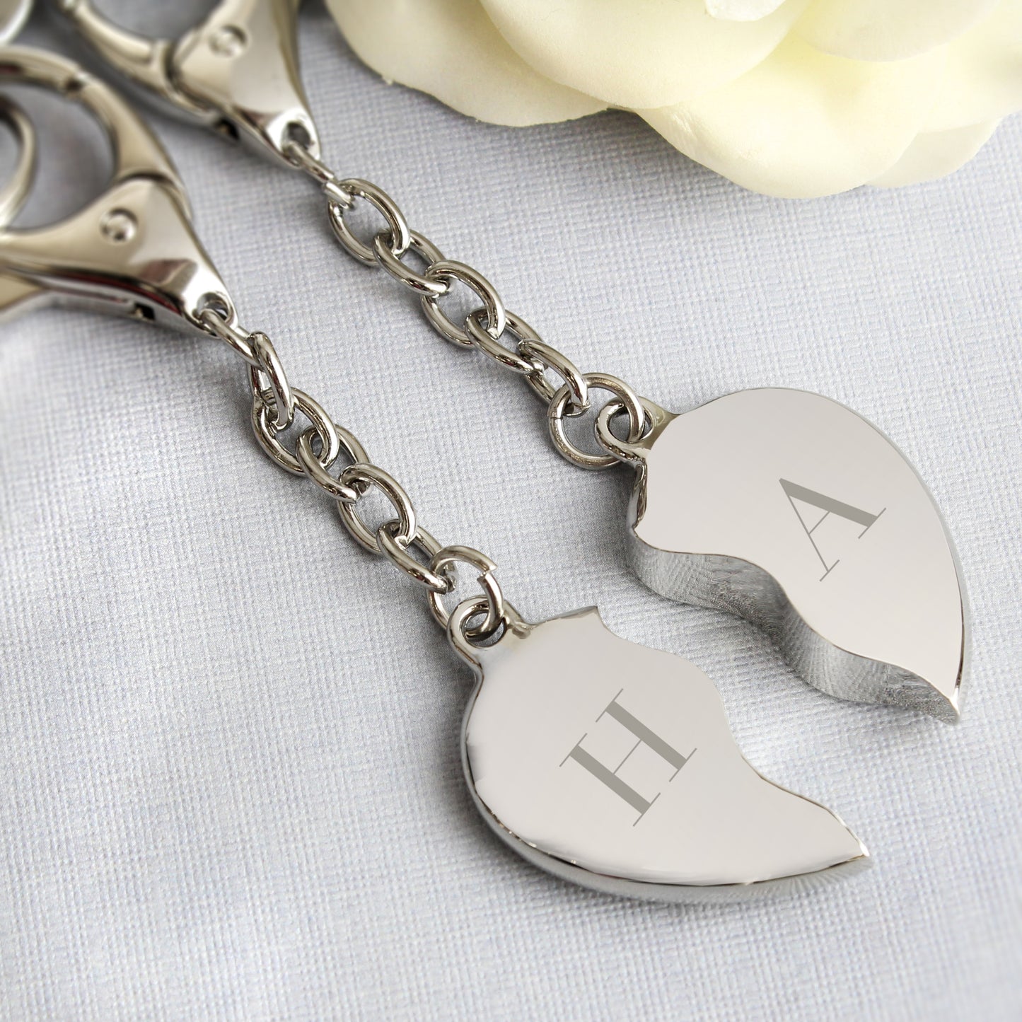 Personalised Initials Two Hearts Keyring - image 3