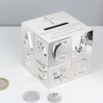Personalised Cross ABC Money Box from Heartfelt Gifts