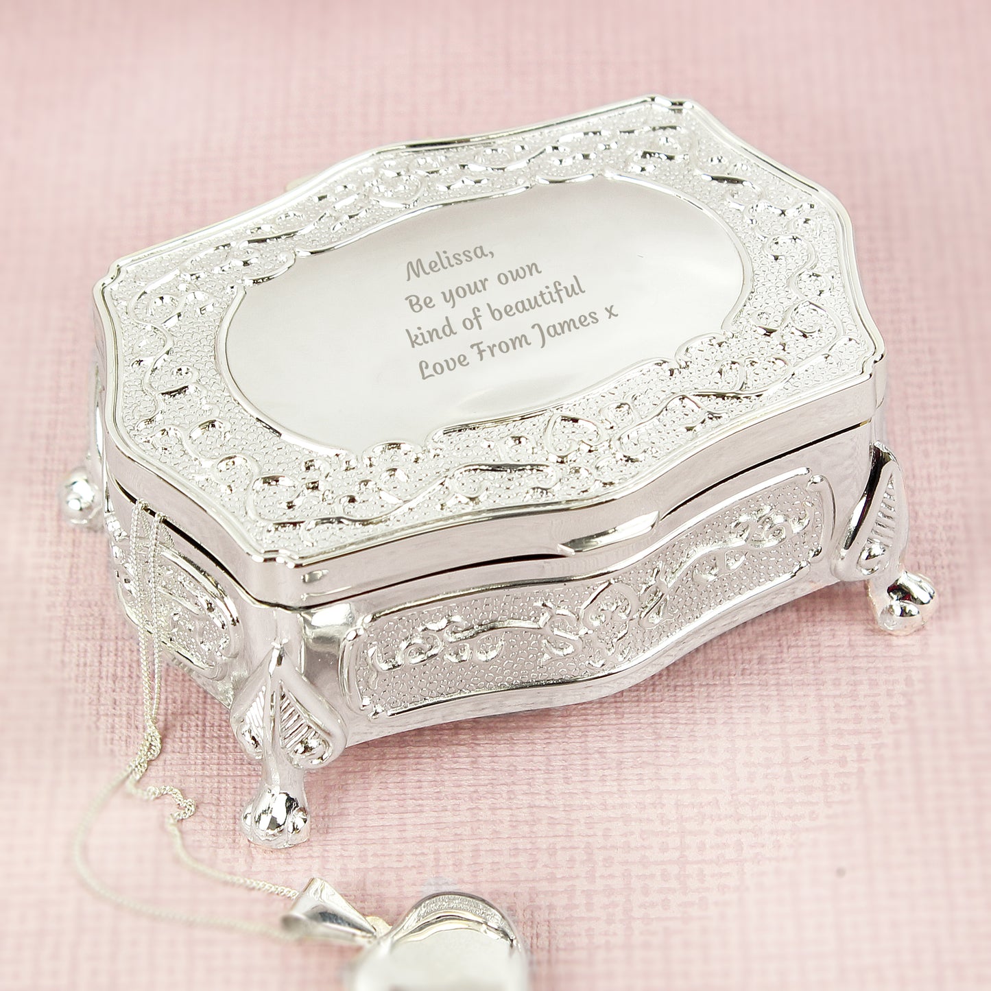 Personalised Any Message Small Antique Trinket Box from Heartfelt Gifts
