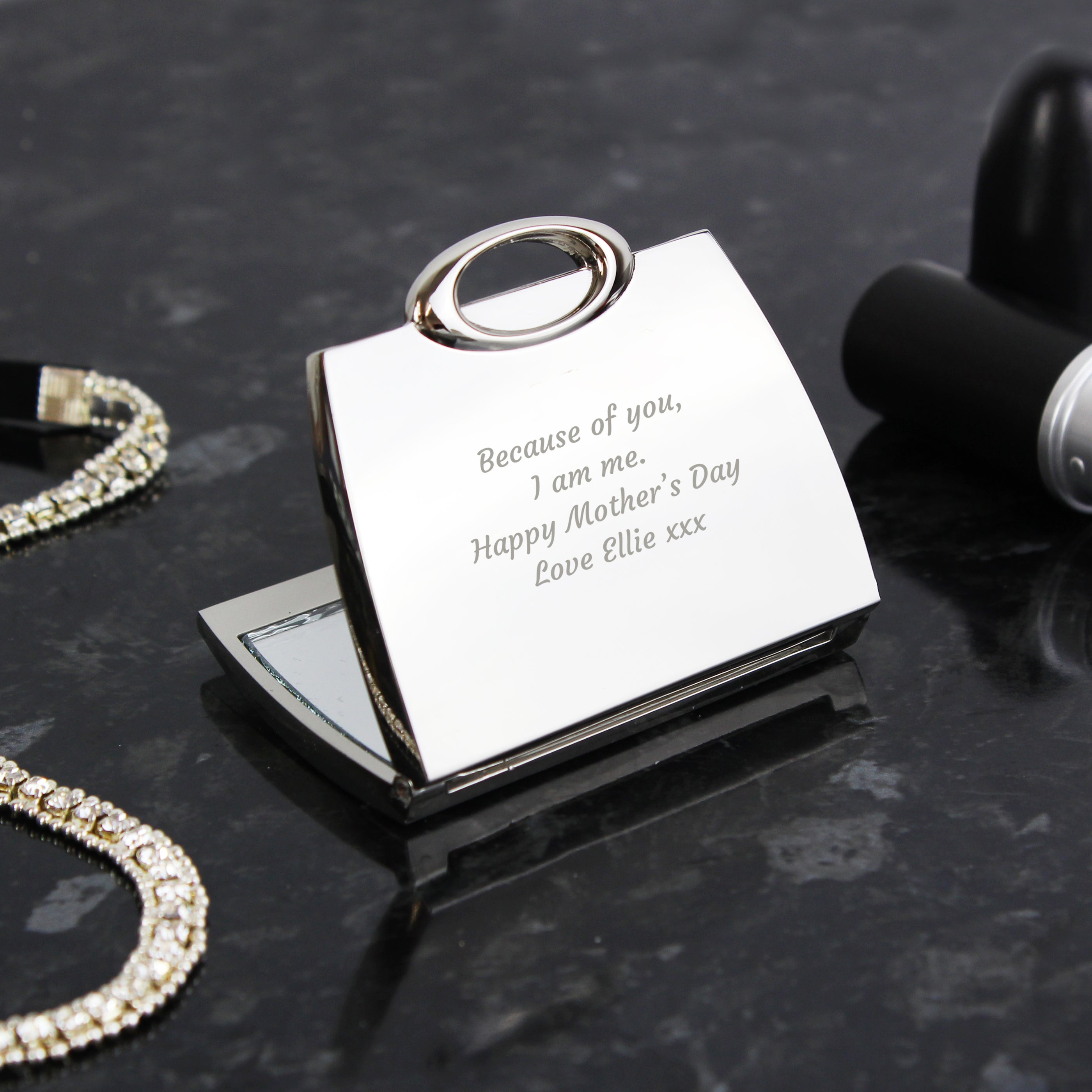 Personalised Any Message Handbag Compact Mirror from Heartfelt Gifts