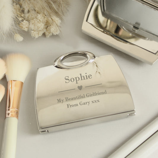 Personalised Heart Handbag Compact Mirror from Heartfelt Gifts