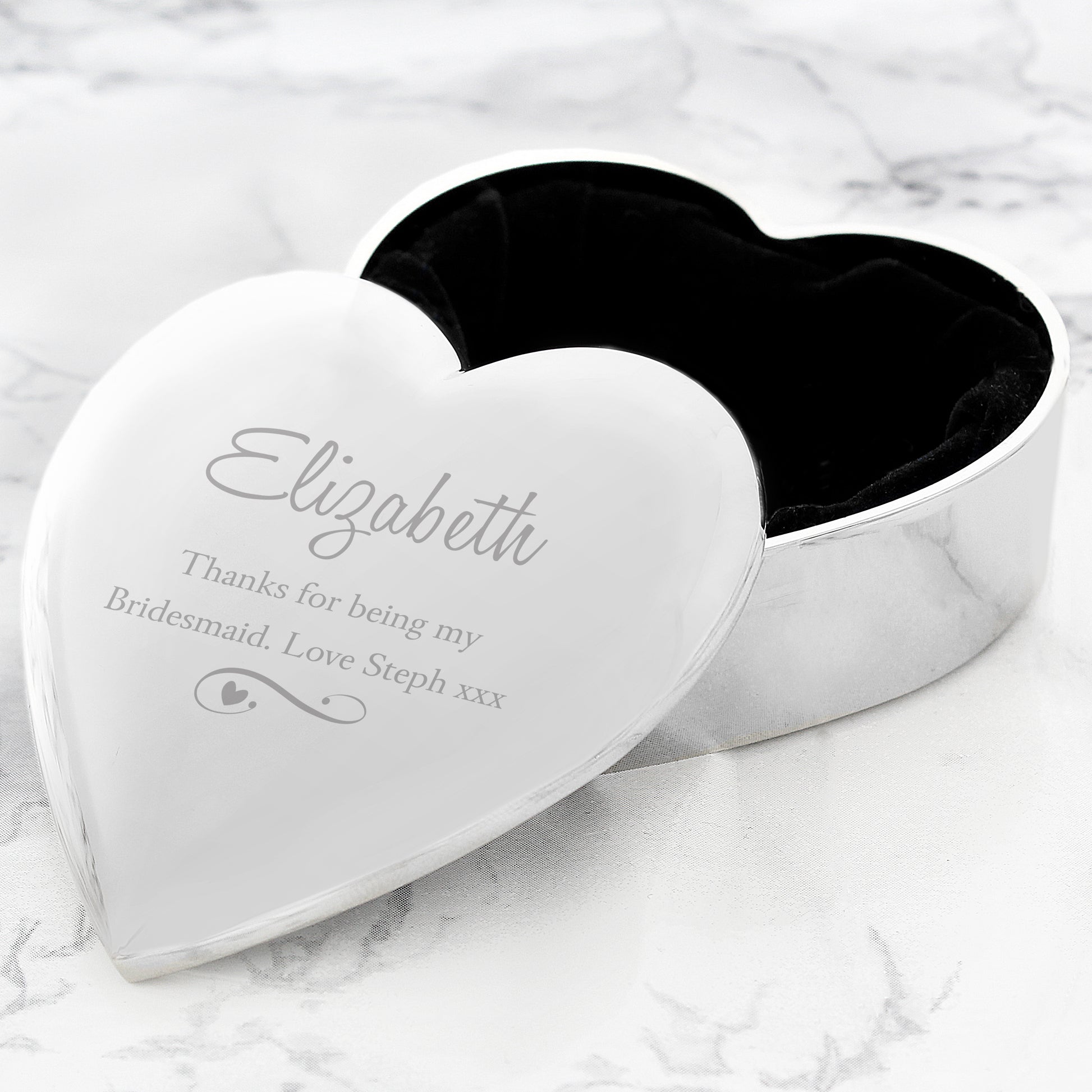 Personalised Any Message Swirls & Hearts Heart Trinket Box - image 3