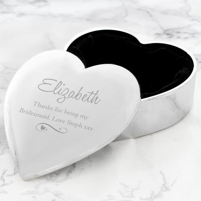 Personalised Any Message Swirls & Hearts Heart Trinket Box - image 3