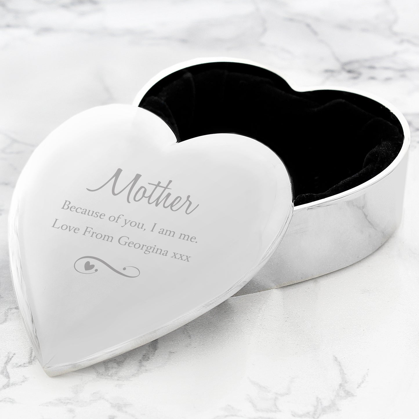 Personalised Any Message Swirls & Hearts Heart Trinket Box - image 4
