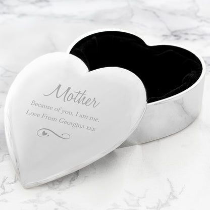 Personalised Any Message Swirls & Hearts Heart Trinket Box - image 4