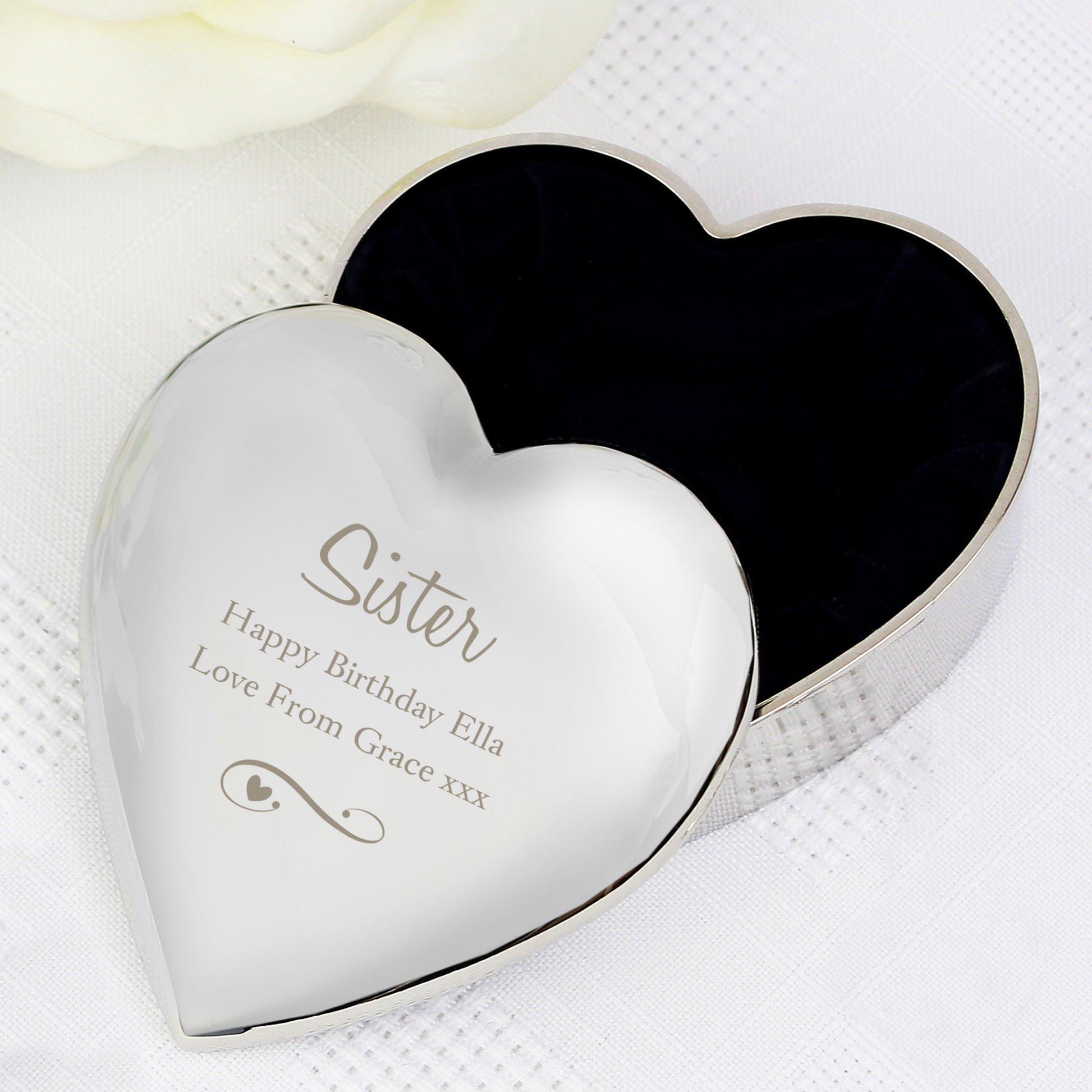 Personalised Any Message Swirls & Hearts Heart Trinket Box - image 5