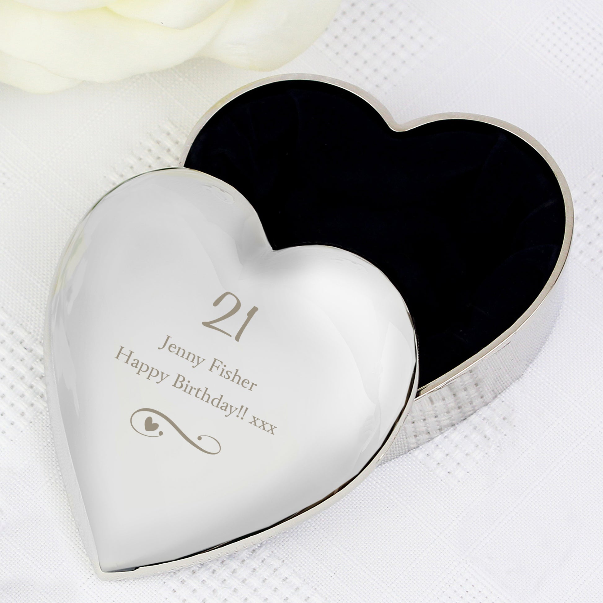 Personalised Any Message Swirls & Hearts Heart Trinket Box - image 6