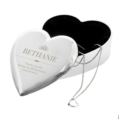 Personalised Elegant Crown Heart Trinket Box & Sterling Silver Necklace Set - image 2