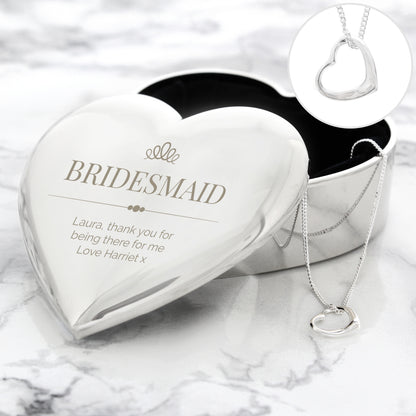 Personalised Elegant Crown Heart Trinket Box & Sterling Silver Necklace Set - image 6
