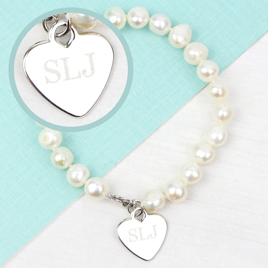 Personalised White Freshwater Pearl Initial Bracelet from Heartfelt Gifts