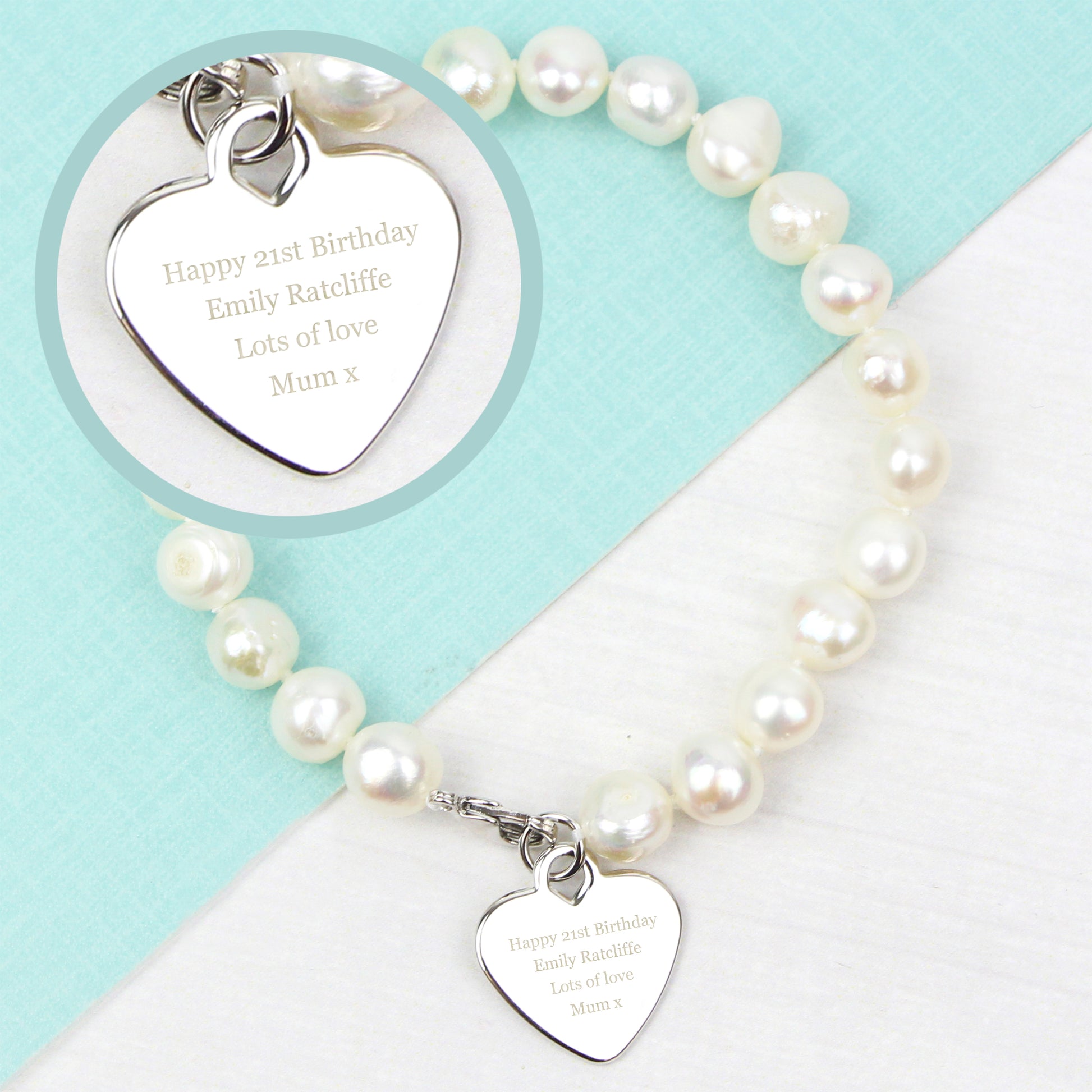 Personalised White Freshwater Pearl Message Bracelet from Heartfelt Gifts