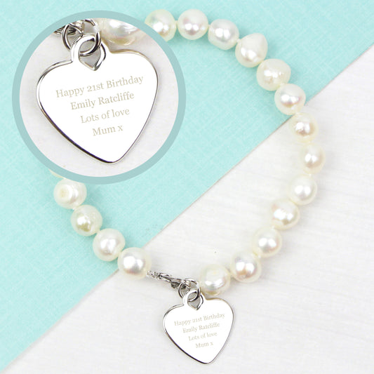 Personalised White Freshwater Pearl Message Bracelet from Heartfelt Gifts