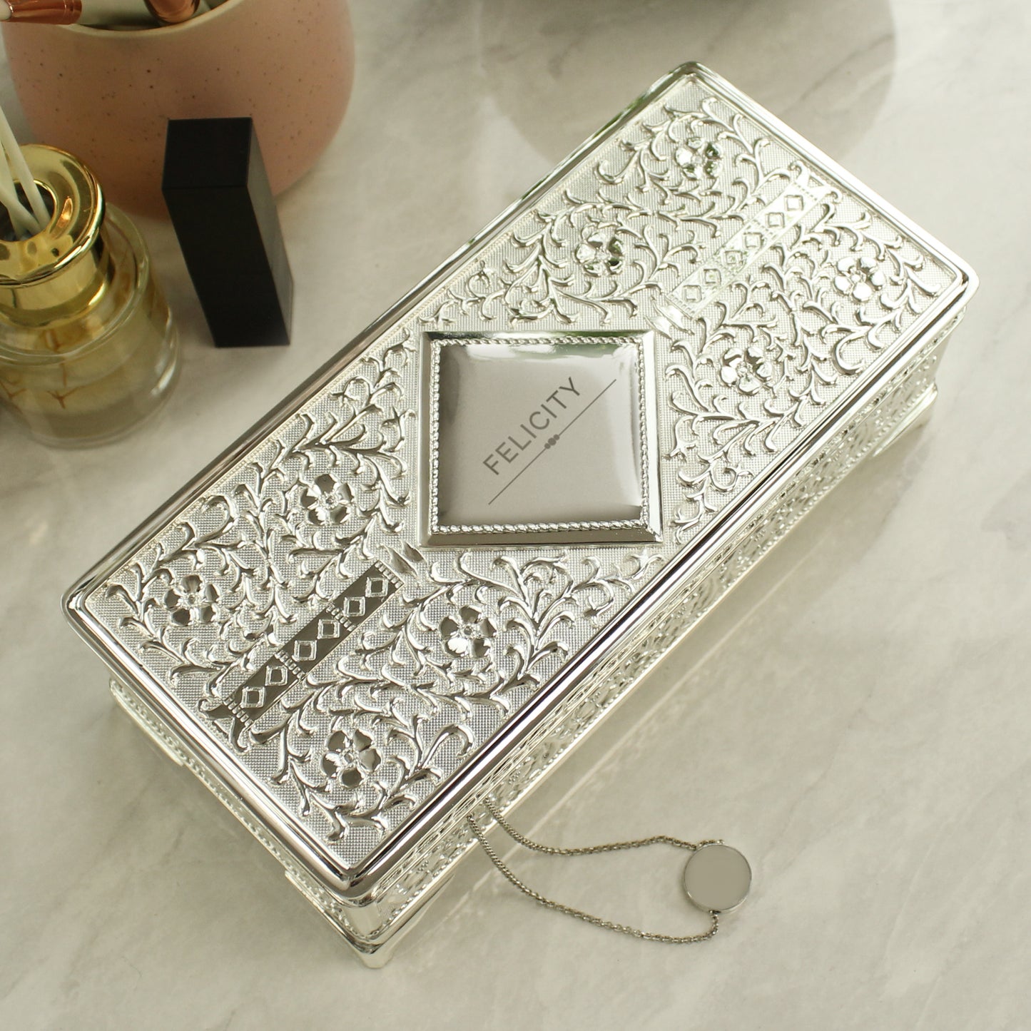 Personalised Classic Antique Silver Plated Jewellery Box - image 2
