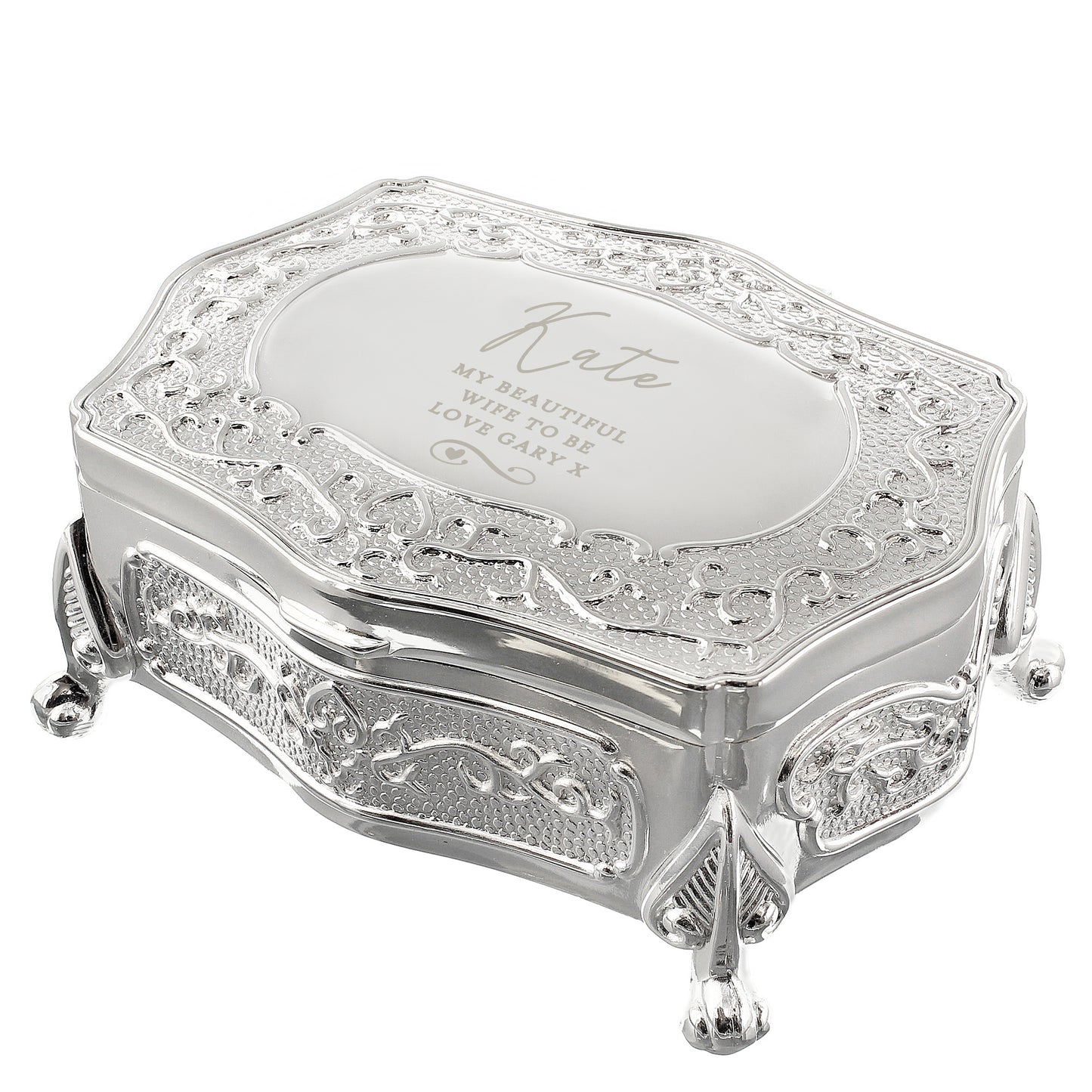 Personalised Swirls & Hearts Small Antique Trinket Box - image 5