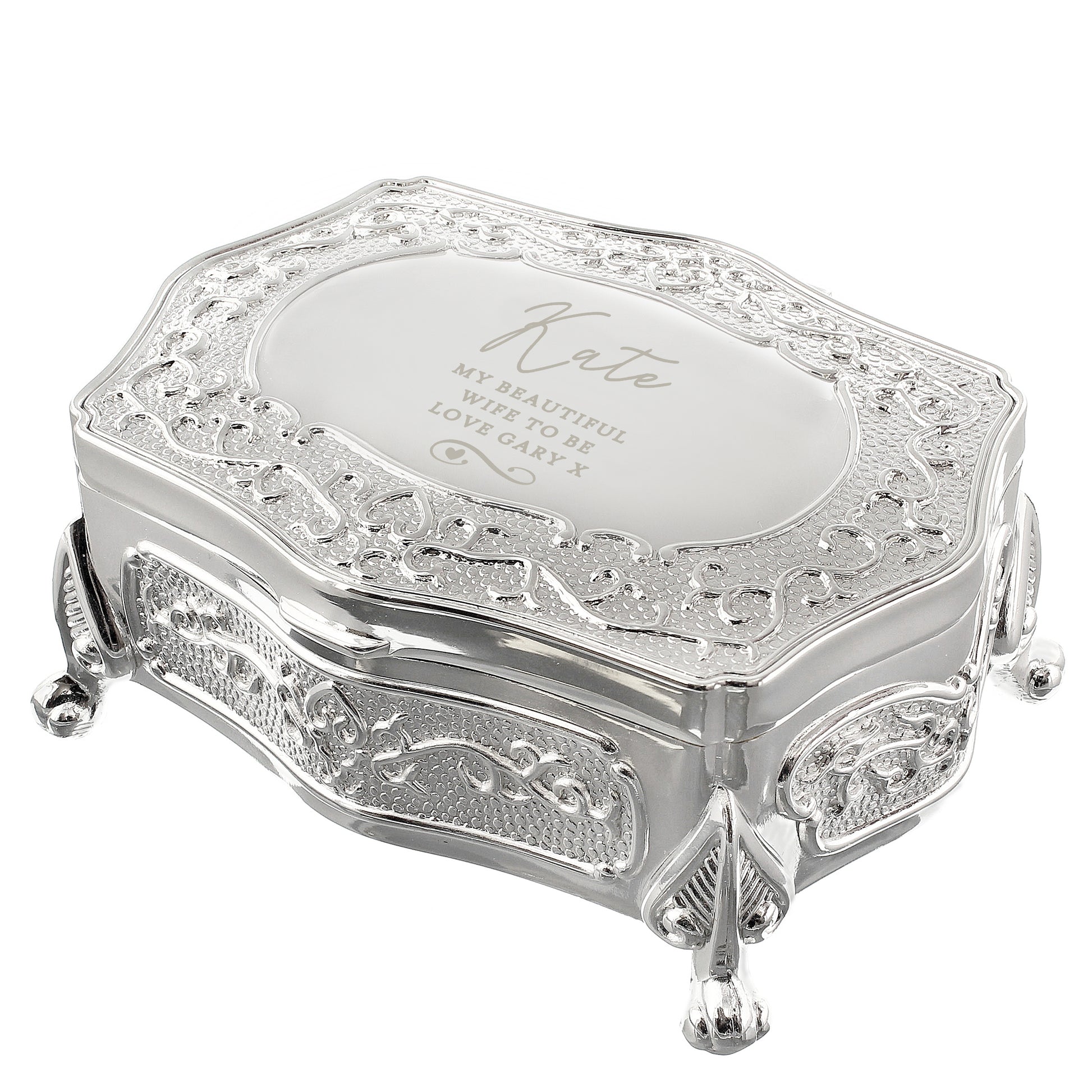 Personalised Swirls & Hearts Small Antique Trinket Box - image 5