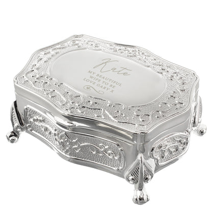 Personalised Swirls & Hearts Small Antique Trinket Box - image 5