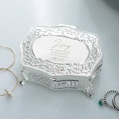 Personalised Swirls & Hearts Small Antique Trinket Box - image 7