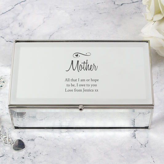 Personalised Swirls & Hearts Mirrored Jewellery Box from Heartfelt Gifts