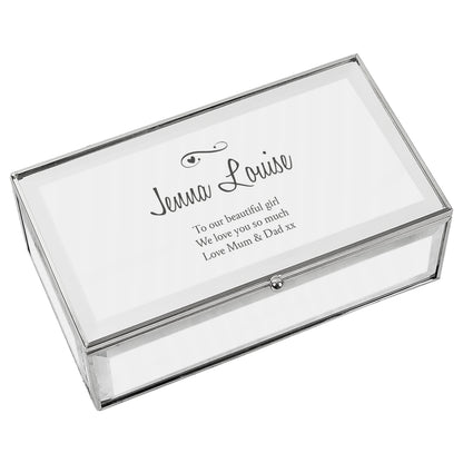 Personalised Swirls & Hearts Mirrored Jewellery Box - image 2